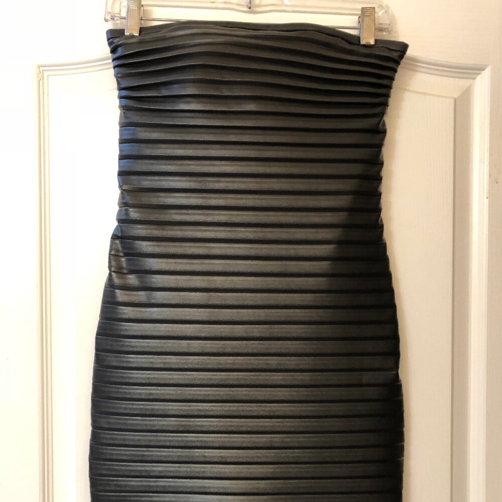 Maje Strapless Faux Leather Dress Black Size 38